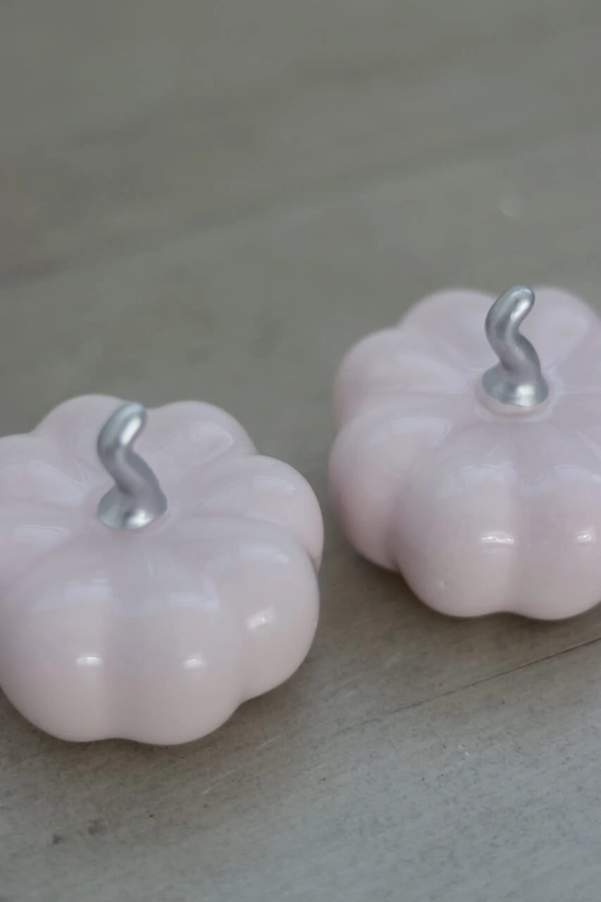 Ceramic Pumpkin Light Pink/Silver – Small 2PC 4 Ceramic Pumpkin Light Pink/Silver – Small 2PC - Image 4