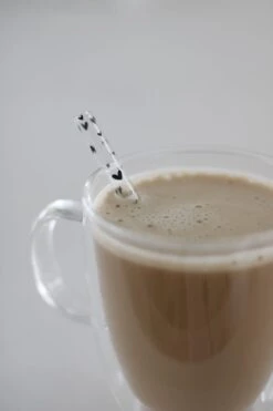 Set Of 4 Glass Straws – Black/Multi Heart