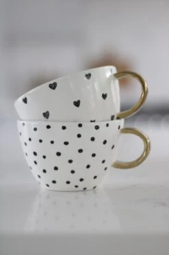 Irregular Ceramic Mug – Black Hearts