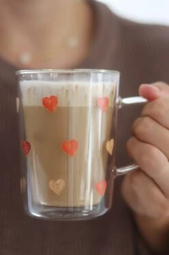 Slim Double Wall Glass Mug – Colourful Hearts -Pretty Little Home 2IMG 6141 2