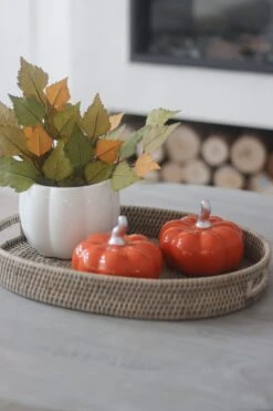 Ceramic Pumpkin Autumnal Orange- Medium 2PC