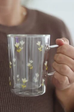 Slim Double Wall Glass Mug – Early Autumn