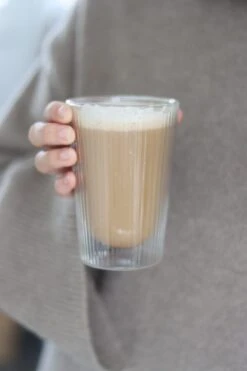 Double Wall Latte Glass – Fluted