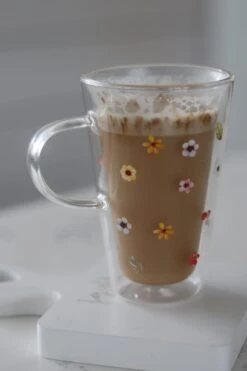 Double Wall Glass Latte Mug – Colourful Flowers -Pretty Little Home 2IMG 6697 2