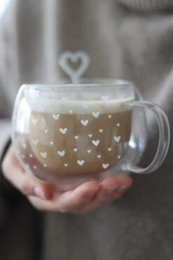 Round Double Wall Glass Mug – Multi Heart/White -Pretty Little Home 3IMG 6616