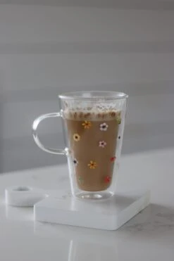 Double Wall Glass Latte Mug – Colourful Flowers -Pretty Little Home 3IMG 6695 2