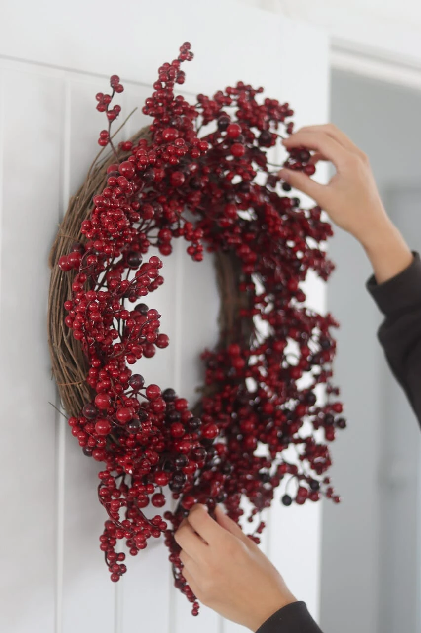 Faux Red Winter Berries Wreath 1 Faux Red Winter Berries Wreath