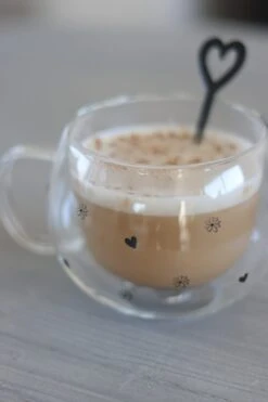 Round Double Wall Glass Mug Black – Daisy Hearts  -Pretty Little Home 3IMG 7539 2