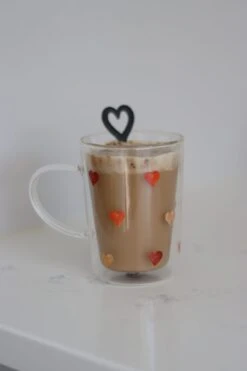 Slim Double Wall Glass Mug – Colourful Hearts -Pretty Little Home 4IMG 6125 2