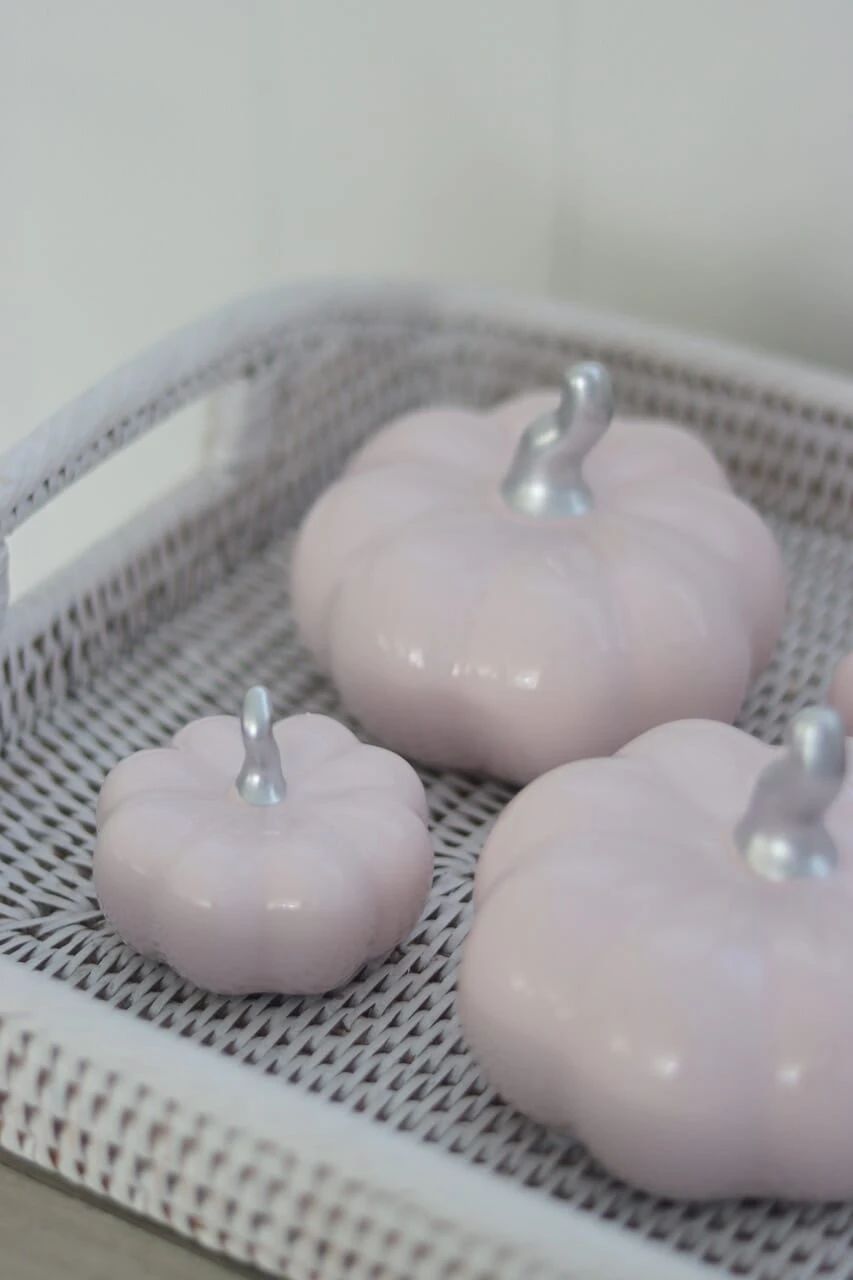 Ceramic Pumpkin Light Pink/Silver – Small 2PC 2 Ceramic Pumpkin Light Pink/Silver – Small 2PC - Image 2