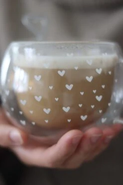 Round Double Wall Glass Mug – Multi Heart/White -Pretty Little Home 4IMG 6615