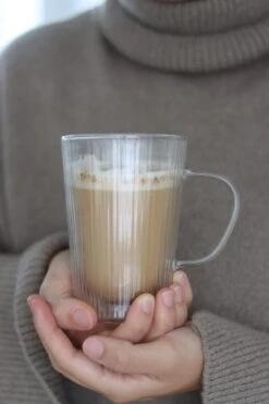 Double Wall Glass Latte Mug – Fluted