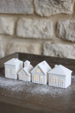 Set Of 4 Mini Winter LED Houses