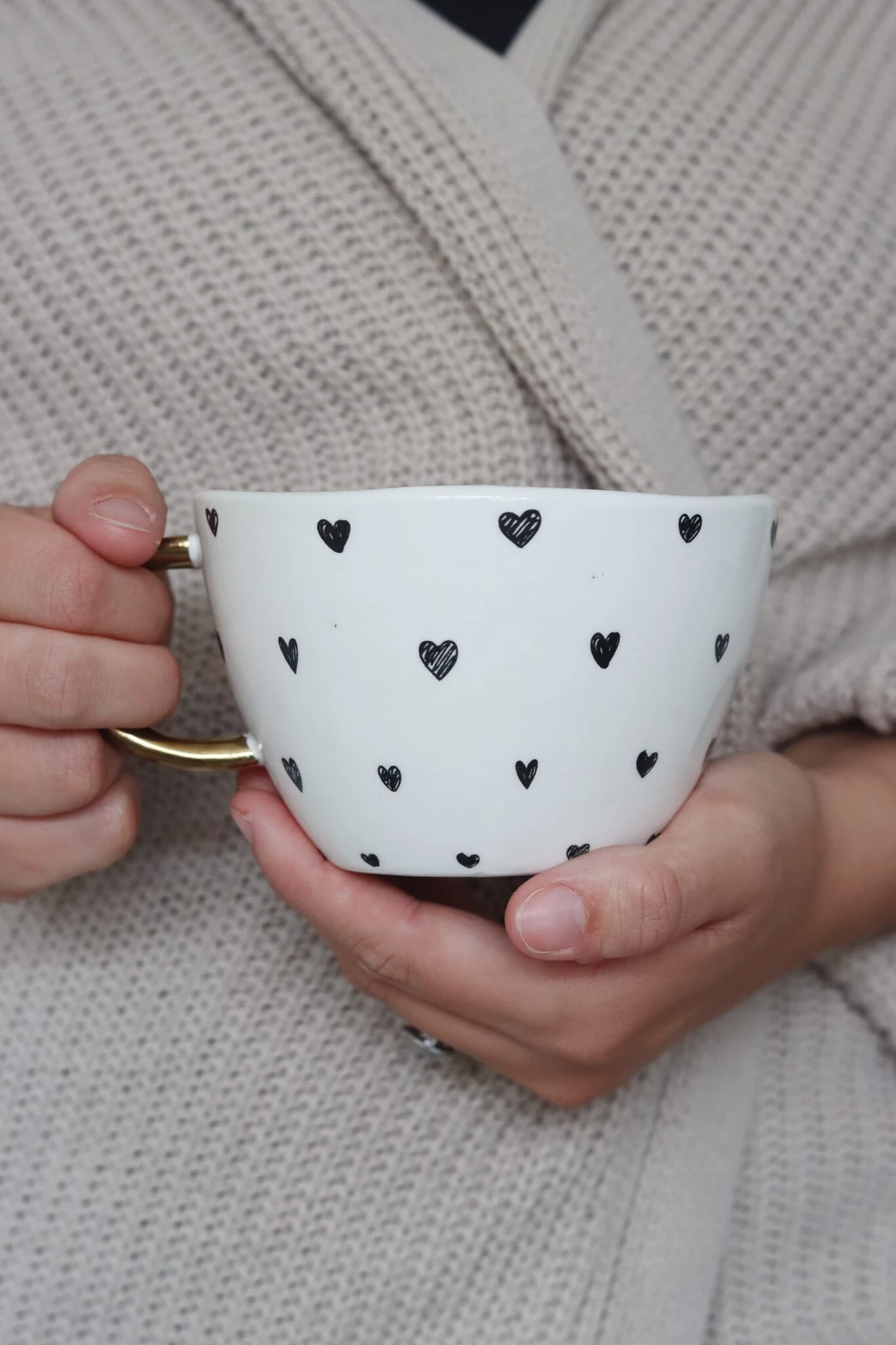 Irregular Ceramic Mug – Black Hearts 2 Irregular Ceramic Mug – Black Hearts - Image 2