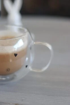 Round Double Wall Glass Mug Black – Daisy Hearts  -Pretty Little Home 7IMG 7547 2