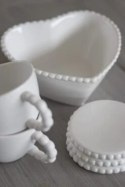 White Beaded Heart Shaped Bowl -Pretty Little Home HBIMG 9210 2