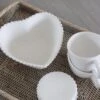 White Beaded Heart Shaped Bowl