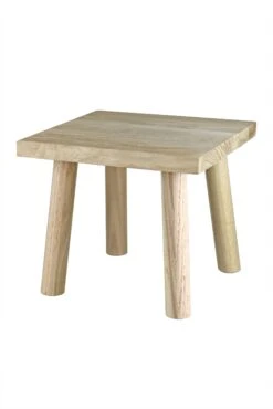 Square Oak Stool – Round Legs/Oak