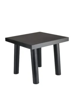 Square Wooden Stool – Round Legs/Black