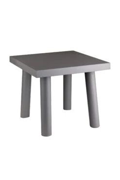 Square Wooden Stool – Round Leg/Grey
