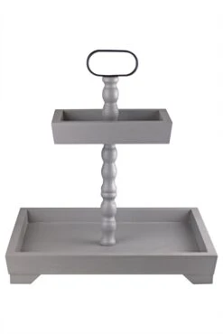 Two Tiered Cake Stand – Square/Grey