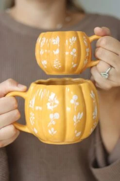 Mini Pumpkin Mug – Ochre Floral Art 3 -Pretty Little Home IMG 0203