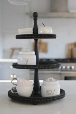 3 Tiered Cake Stand – Beaded Black