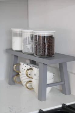 Solid Pine Wooden Stool – Grey -Pretty Little Home IMG 0383