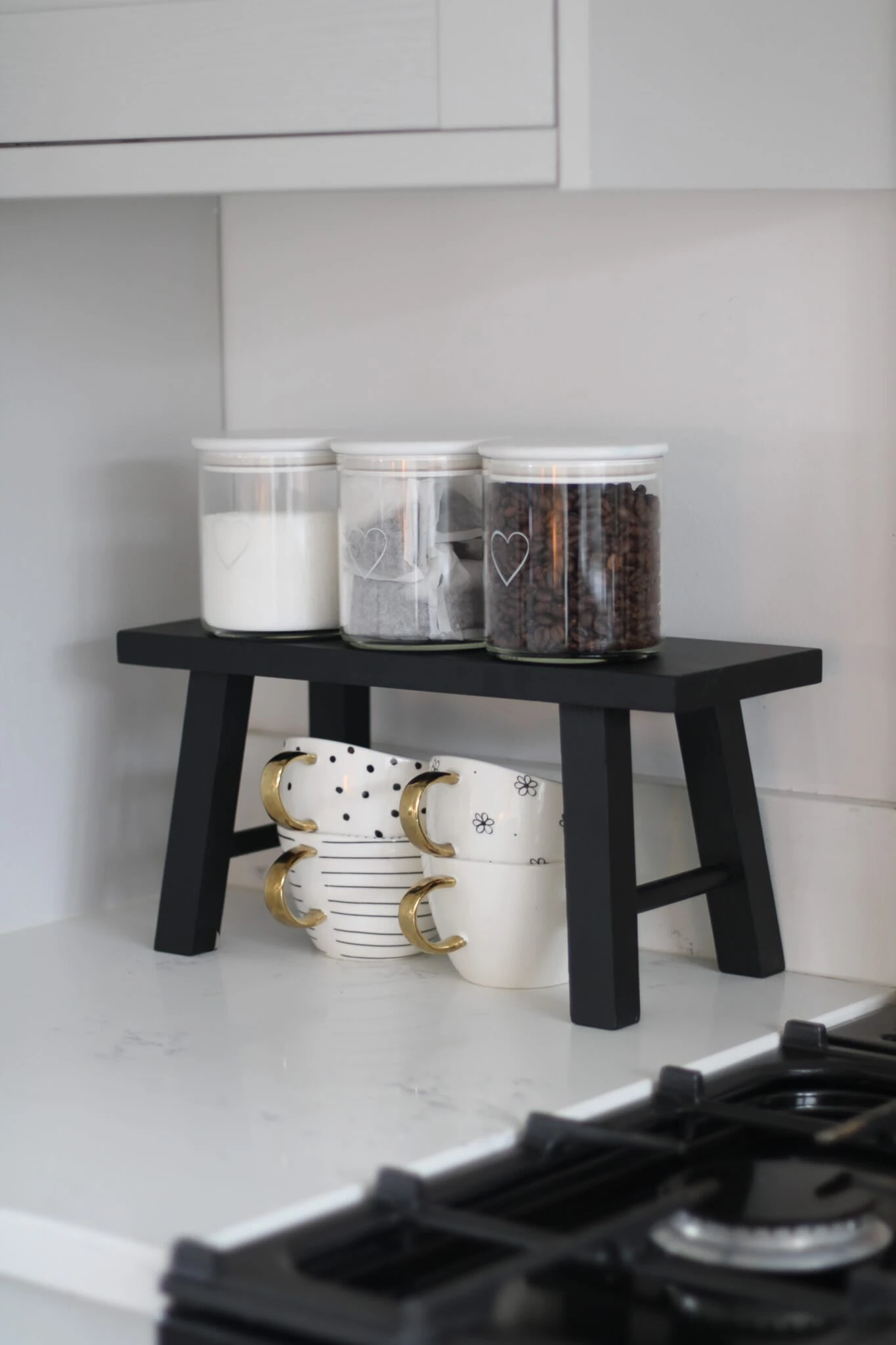 Solid Pine Wooden Stool – Black 2 Solid Pine Wooden Stool – Black - Image 2