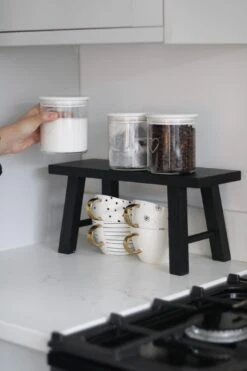 Solid Pine Wooden Stool – Black