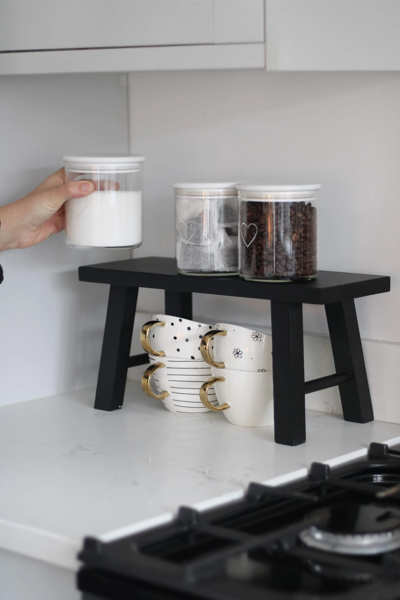 Solid Pine Wooden Stool – Black 1 Solid Pine Wooden Stool – Black