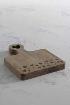 Engraved Heart Square Wooden Coaster – Small Natural