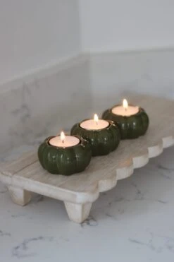 Set Of 3 Pumpkin Tea Light Holders – Autumnal Green -Pretty Little Home IMG 0623 2
