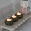 Set Of 3 Pumpkin Tea Light Holders – Autumnal Green