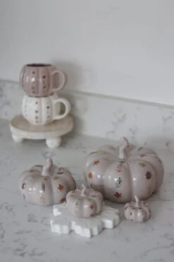 Ceramic Pumpkin Family – Autumn Floral
