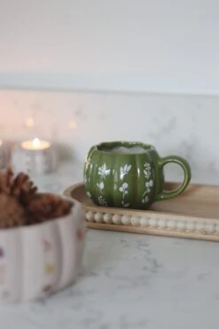 Mini Pumpkin Mug – Autumnal Green Floral Art 3 -Pretty Little Home IMG 0682