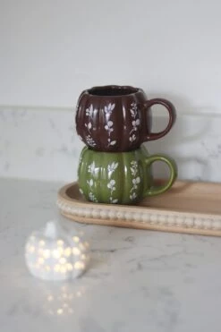 Mini Pumpkin Mug – Autumnal Green Floral Art 3 -Pretty Little Home IMG 0686