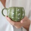Mini Pumpkin Mug – Autumnal Green Floral Art 3