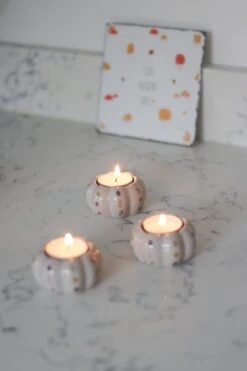 Set Of 3 Pumpkin Tea Light Holders – Autumn Floral