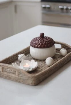 Ceramic Acorn Jar – Brown