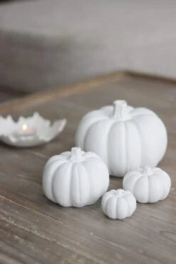 Stone Resin Pumpkin Family – White