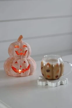 Stacked LED Terracotta Pumpkins