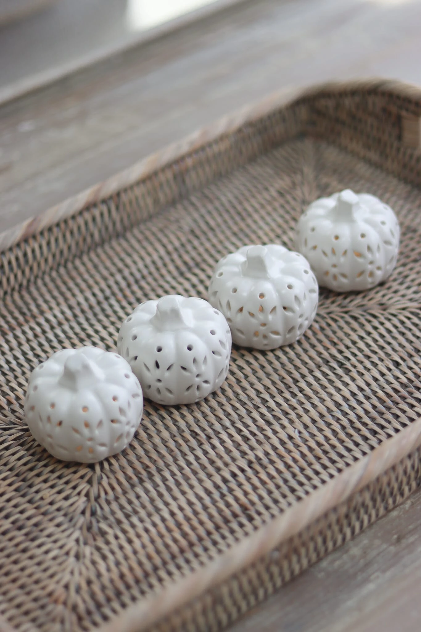 Set Of 4 Tiny LED Ceramic Pumpkins 3 Set Of 4 Tiny LED Ceramic Pumpkins - Image 3