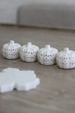 Set Of 4 Tiny LED Ceramic Pumpkins