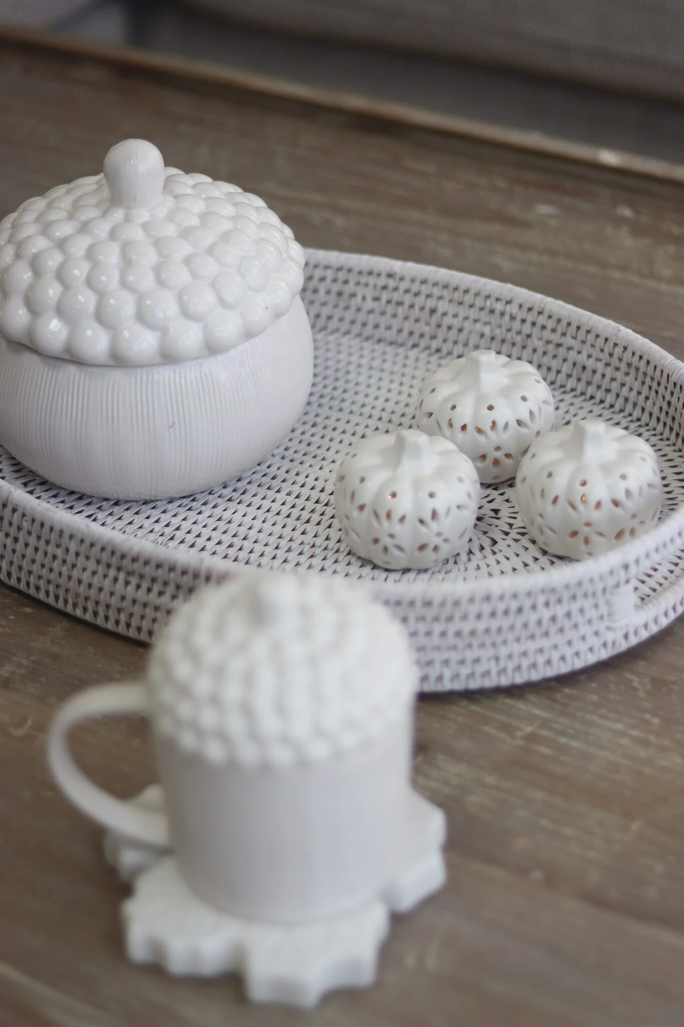 Set Of 4 Tiny LED Ceramic Pumpkins 2 Set Of 4 Tiny LED Ceramic Pumpkins - Image 2