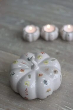 Ceramic Pumpkin Autumn Floral – Large