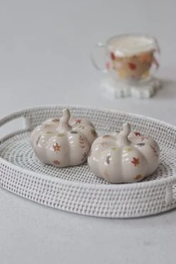 Ceramic Pumpkin Autumn Floral – Medium 2PC