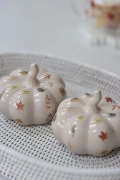 Ceramic Pumpkin Autumn Floral – Medium 2PC -Pretty Little Home IMG 1009 2