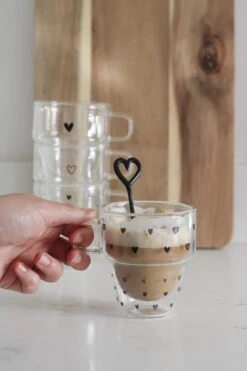 Double Wall Glass Stacking Mugs – Hearts/Black -Pretty Little Home IMG 1032