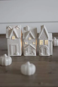 Large LED Ceramic House – Autumn 3Pc